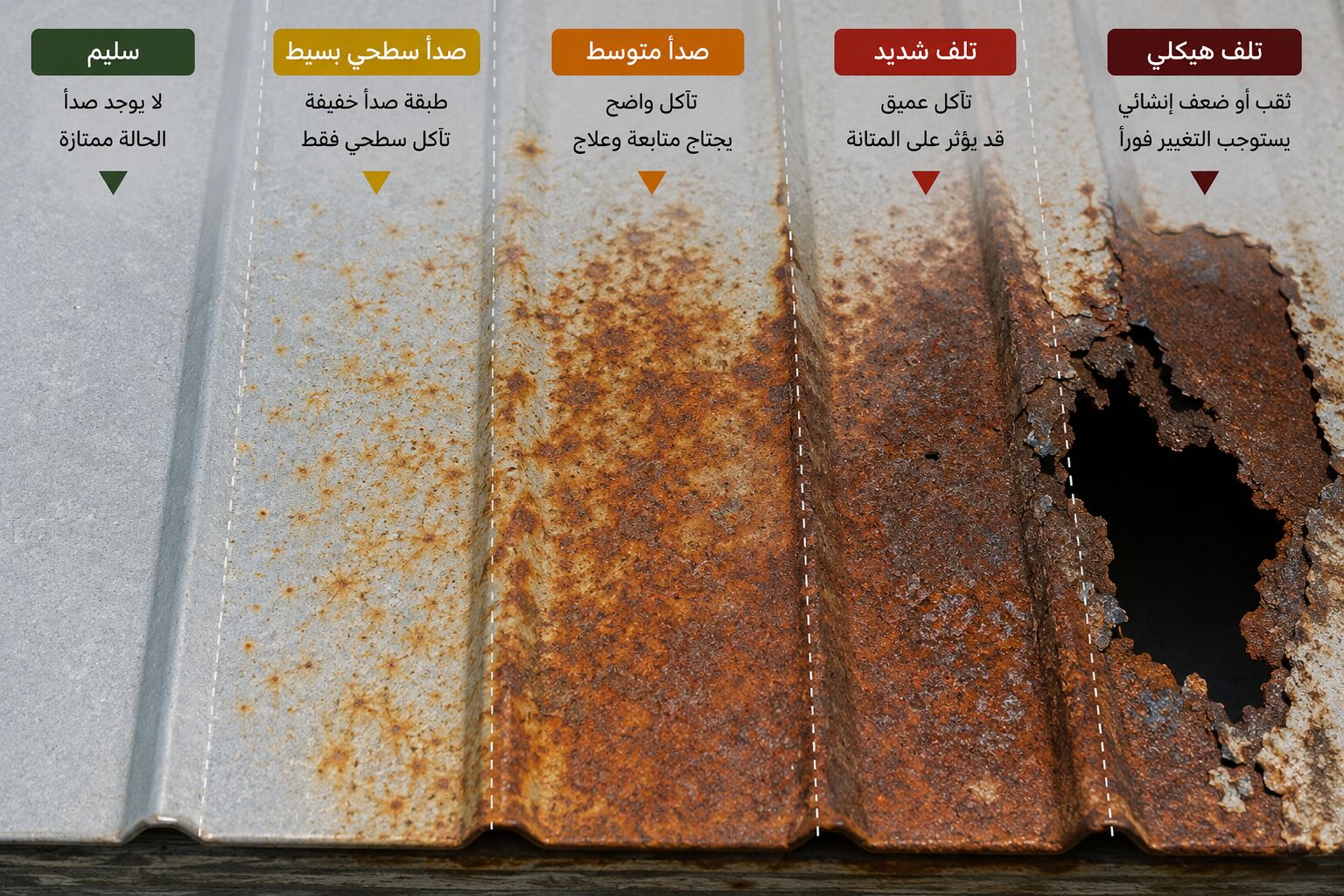 كيف تفرّق بين صدأ سطحي وتلف يستوجب تغيير ألواح الشينكو بالكامل؟ — مدونة تل الرمال