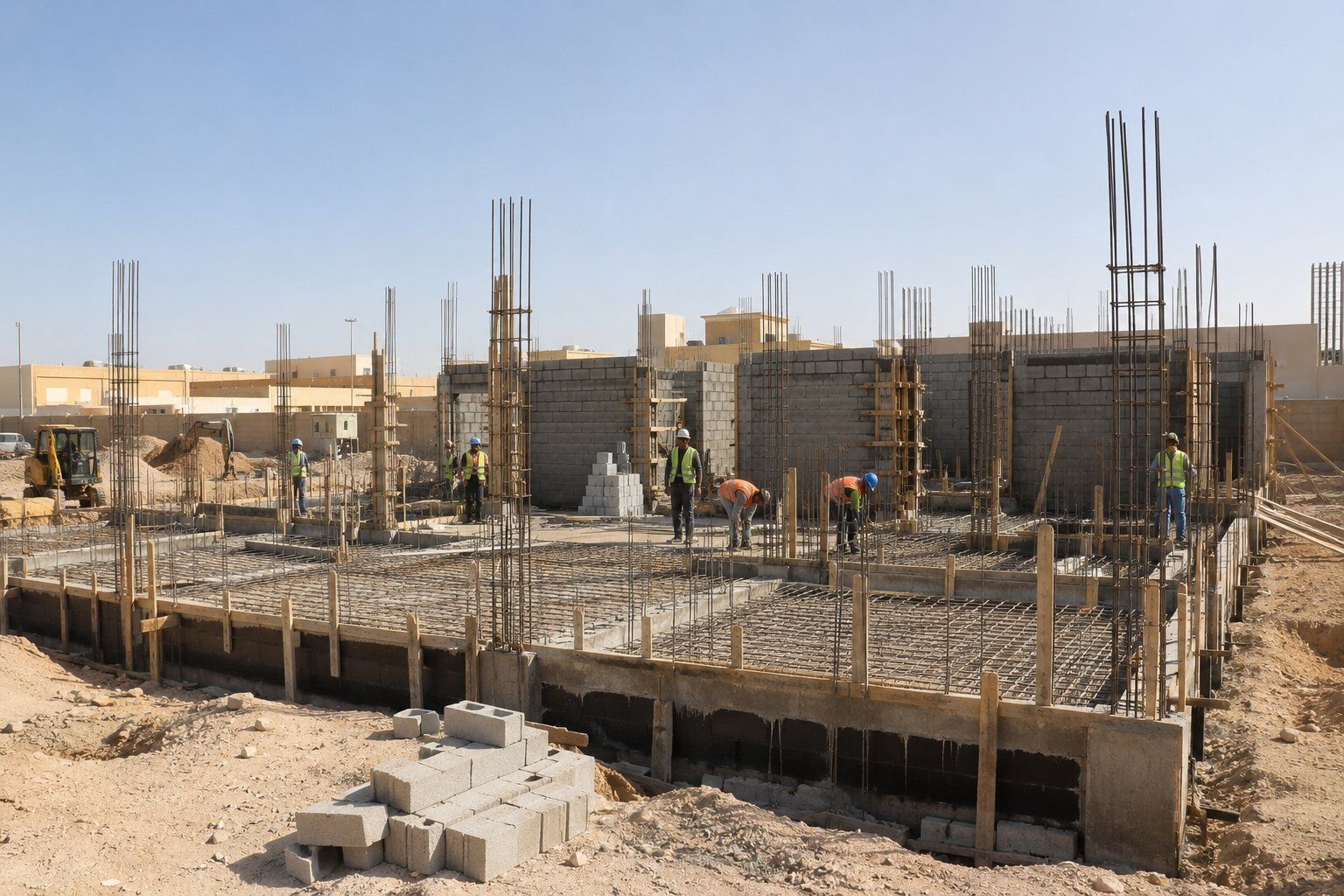بناء الأسوار والمباني من الصفر أثناء التنفيذ